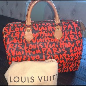 Stephen Sprouse Orange Graffiti Monogram 30 Speedy! VGUC!  BEAUTIFUL!!!